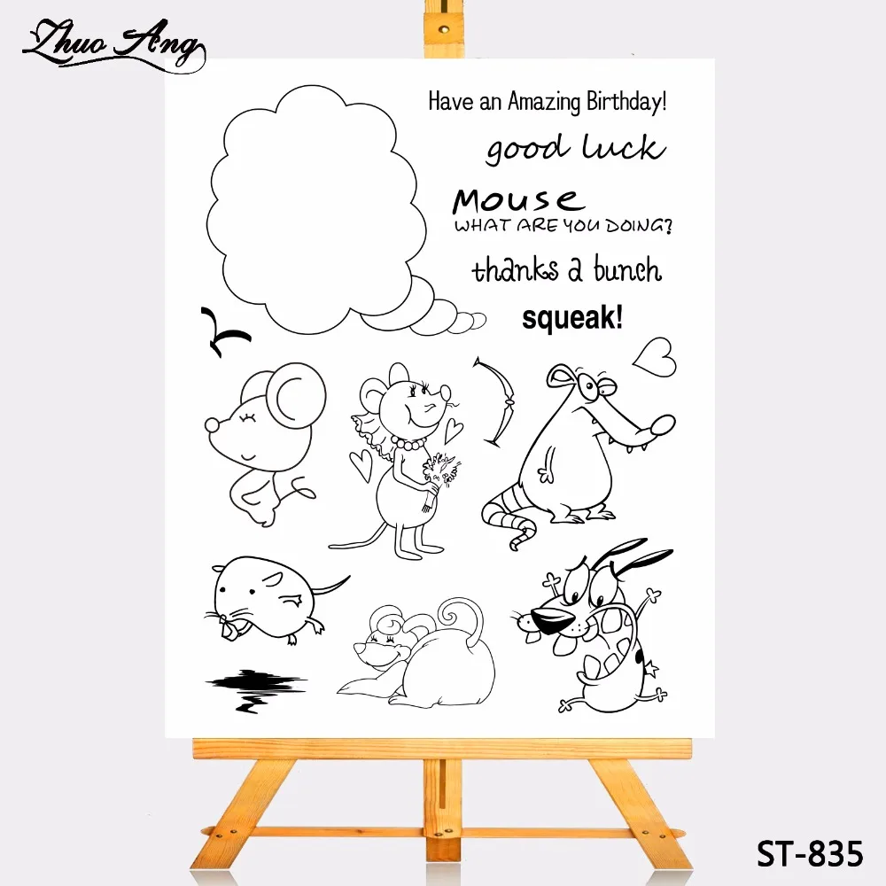 

ZhuoAng Transparent Clear Stamp Greedy Rat Seals Seal for DIY Scrapbooking Photo Album Card Making DIY Decoration Supply
