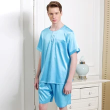 17005 бренд YIER летняя Тяжелая шелковая пижама мужские пижамы мужские шорты с коротким рукавом наборы шелковые пижамы мужские пижамы