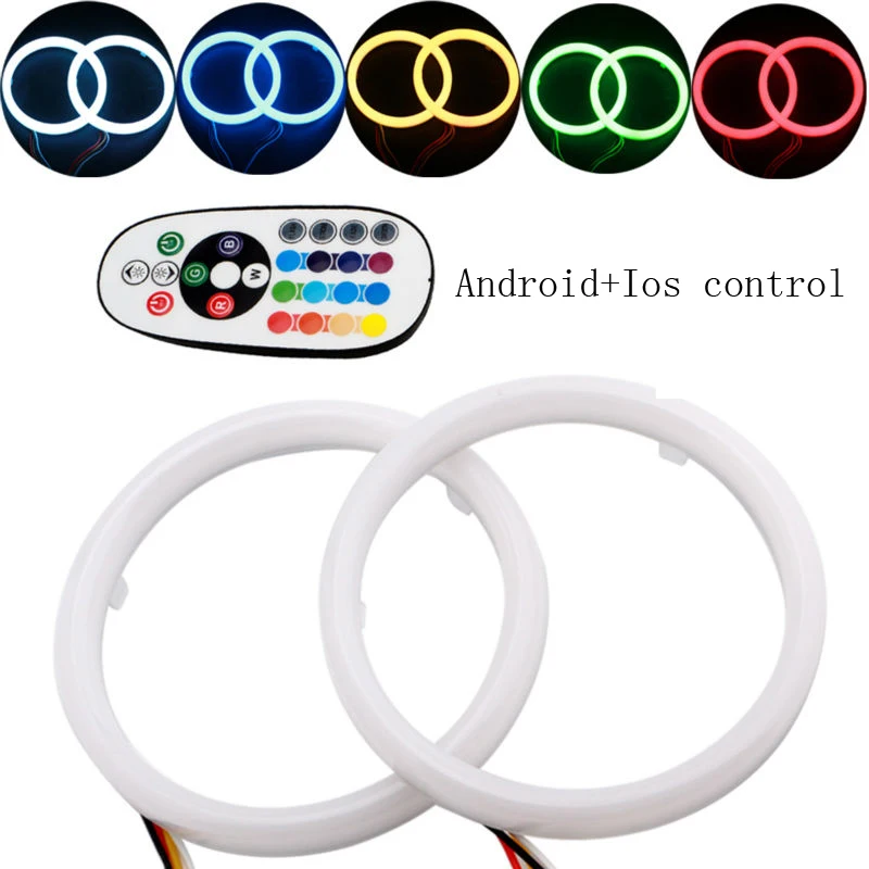 2pcs 16Modes RGB Remote App Control Auto Halo Rings Angel Eye 12V