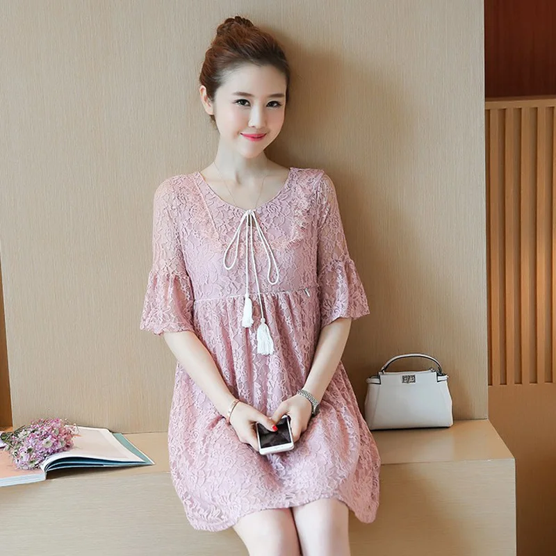 Летняя одежда корейское кружевное голубое розовое платье для кормящих женщин элегантная одежда для грудного вскармливания блузка для кормления ребенка