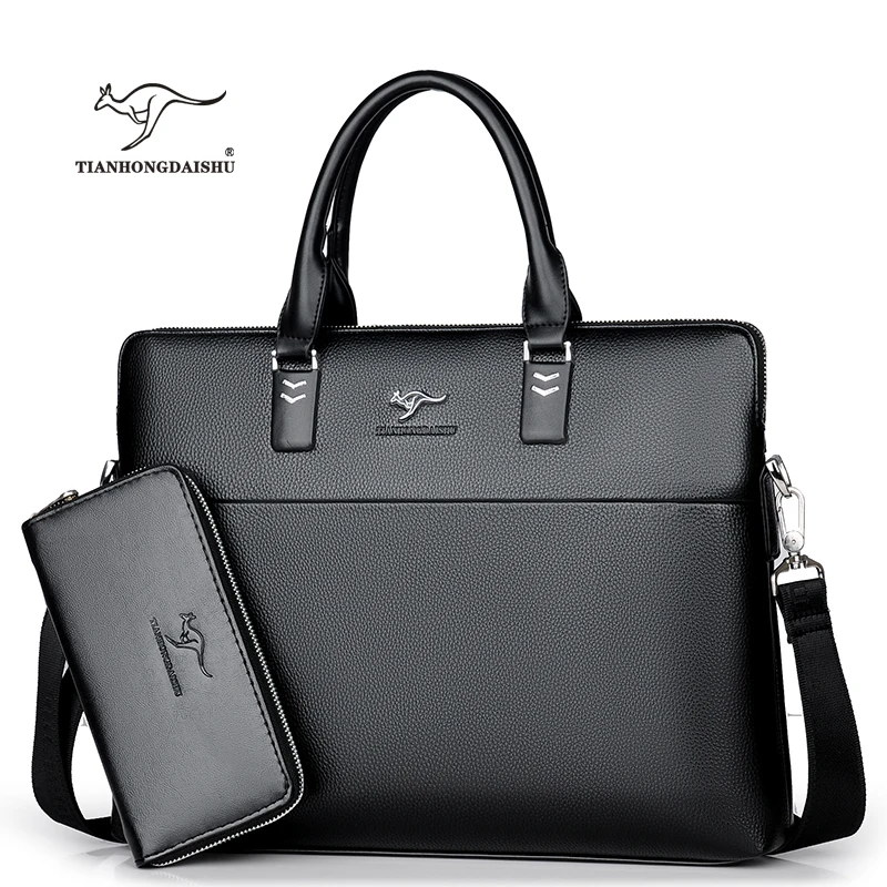 

Cowhide Leather Men's Handbag Business Men Briefcase Bag Large Capacity Shoulder Tote Bags Bottom Man Laptop Bag