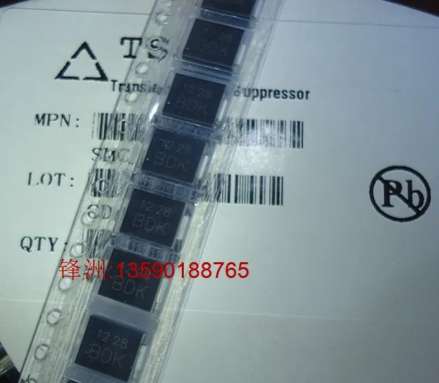 

Bend SMCJ30A one-way TVS transient suppression diode size: about 6.8 * 5.9 mm