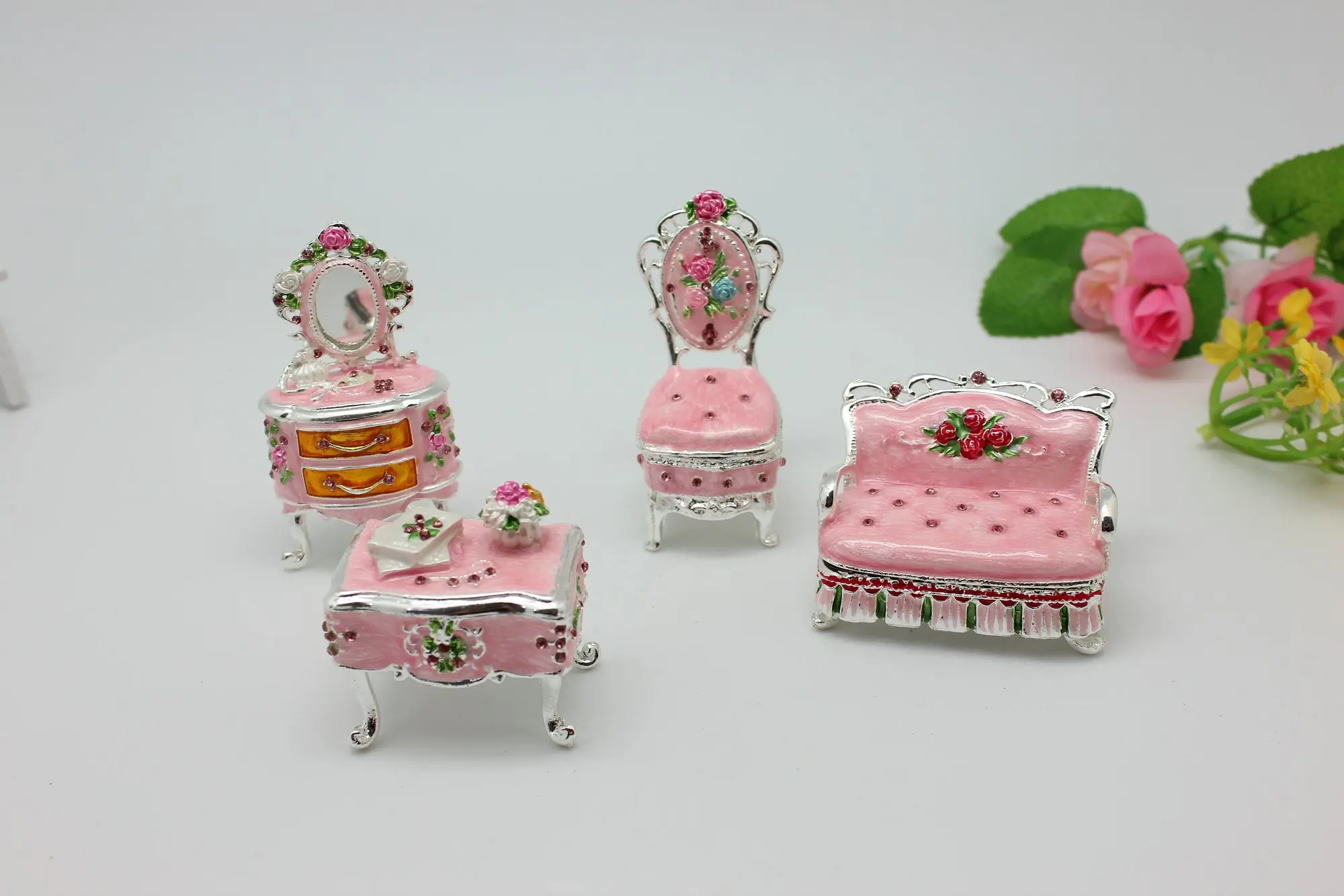 Розовый миниатюрный антикварный стул шкатулка для бижутерии ювелирное китайский стул в форме декоративный подарок на свадьбу