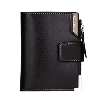 

Men's wallet fashion polyester square business solid color vertical zipper buckle tri-fold wallet card bag purse portafogli F429