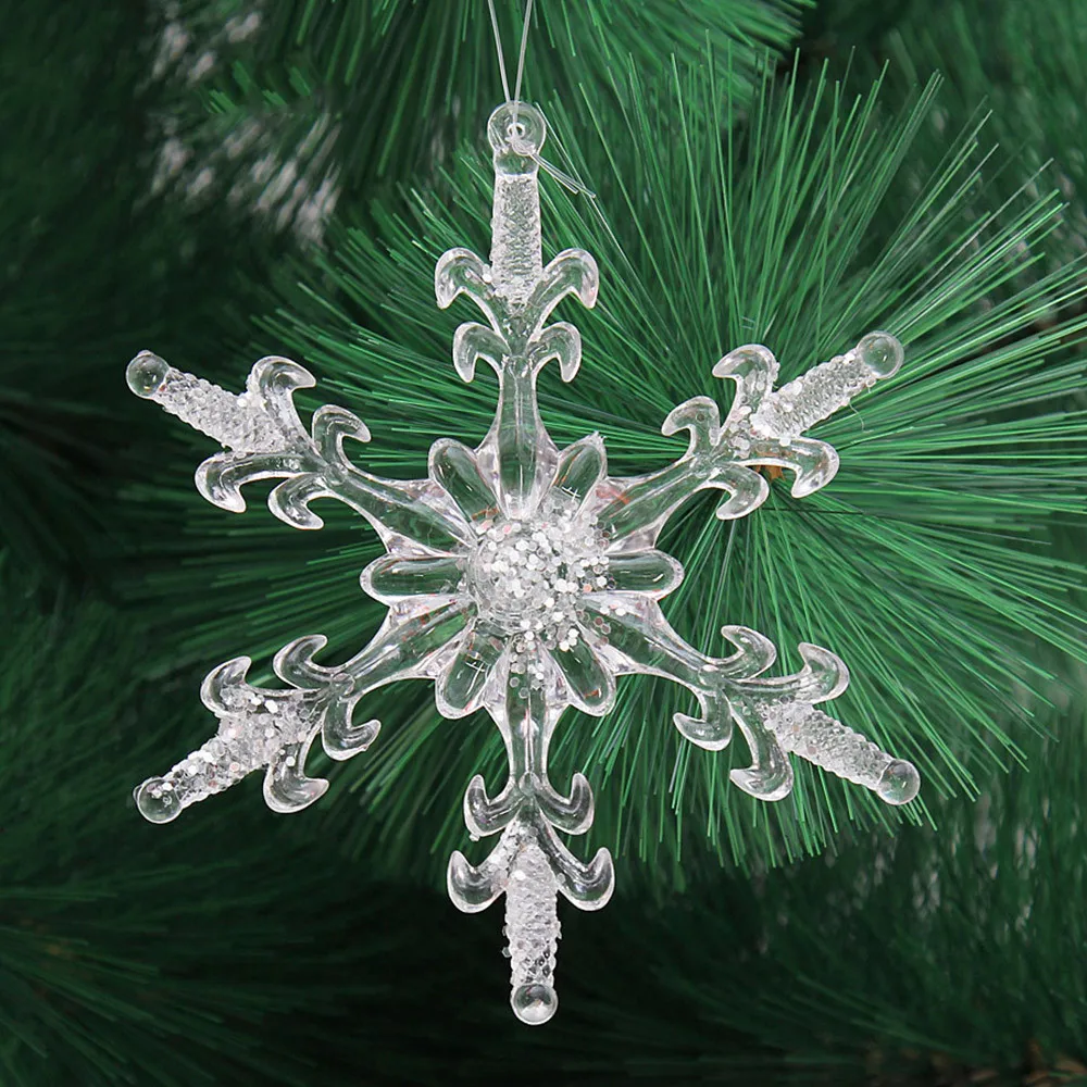 

Acrylic Christmas Snowflake Ornaments Charm Xmas Tree Hanging Drop Decor New Year Navidad Christmas Decoration For Home Hot