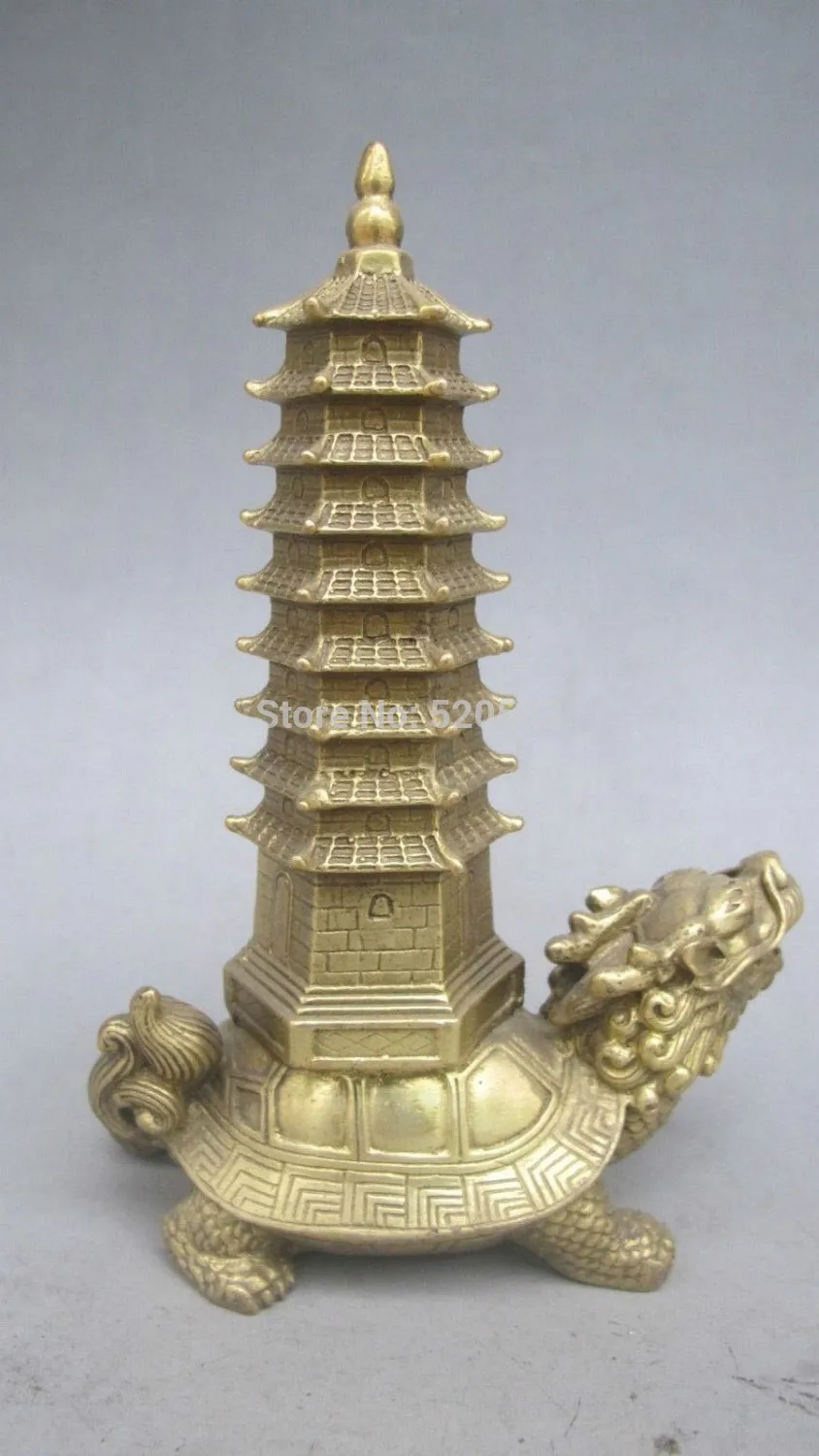 

Chinese feng shui dragon turtle collection into the tower pagoda bronze statue