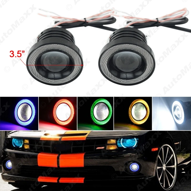 

10pcs 3.5" 89mm 30W Car Projector Lens Fog Light With COB Angel Eyes Daytime Running Light DRL Headlight #J-4678