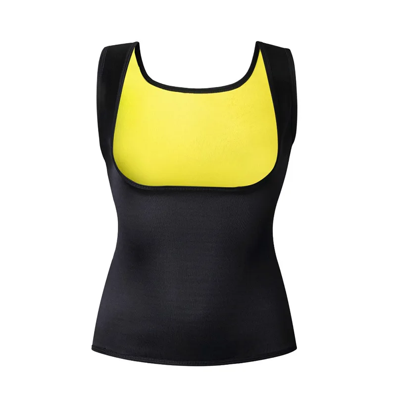 S-6XL, для женщин, для фитнеса, тренировки, Корректирующее белье, пот, без рукавов, рубашка, неопрен, одежда, жилеты, спортивные, тренировочные, Cami Vest - Цвет: Black yellow
