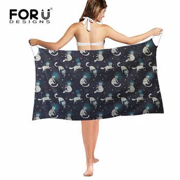 

FORUDESIGNS Cute Space Kitty Printing Women Beach Shawls Summer Bikini Cover Ups Scarfs Multifunction Thin Ponchos Capes Ladies
