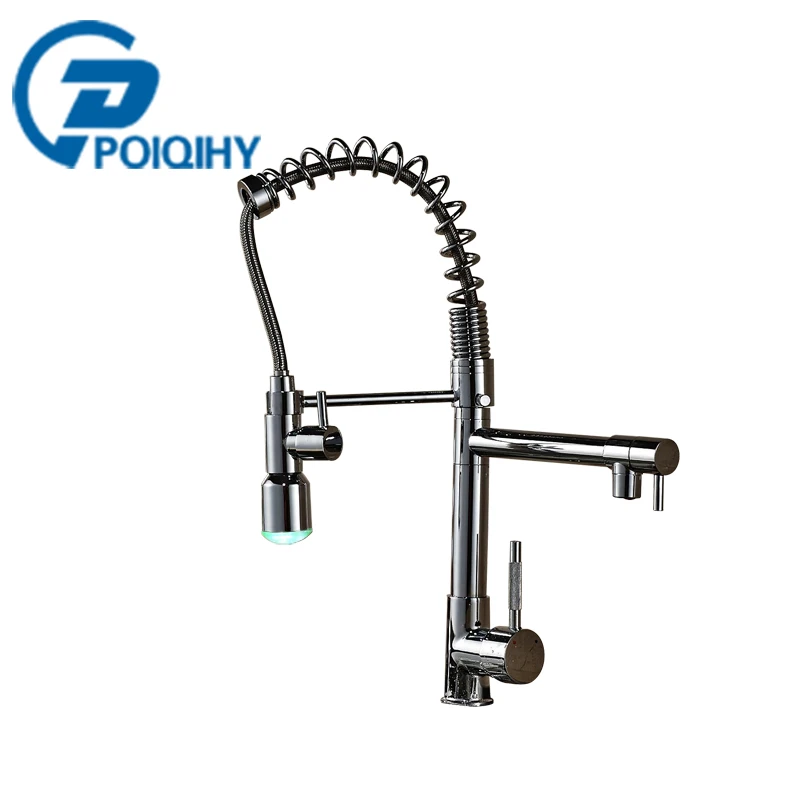 

POIQIHY Kitchen Faucet LED Mixer Tap Kitchen Faucets Deck Mounted Handheld Sprayer Kitchen/Basin/Bathroom Taps