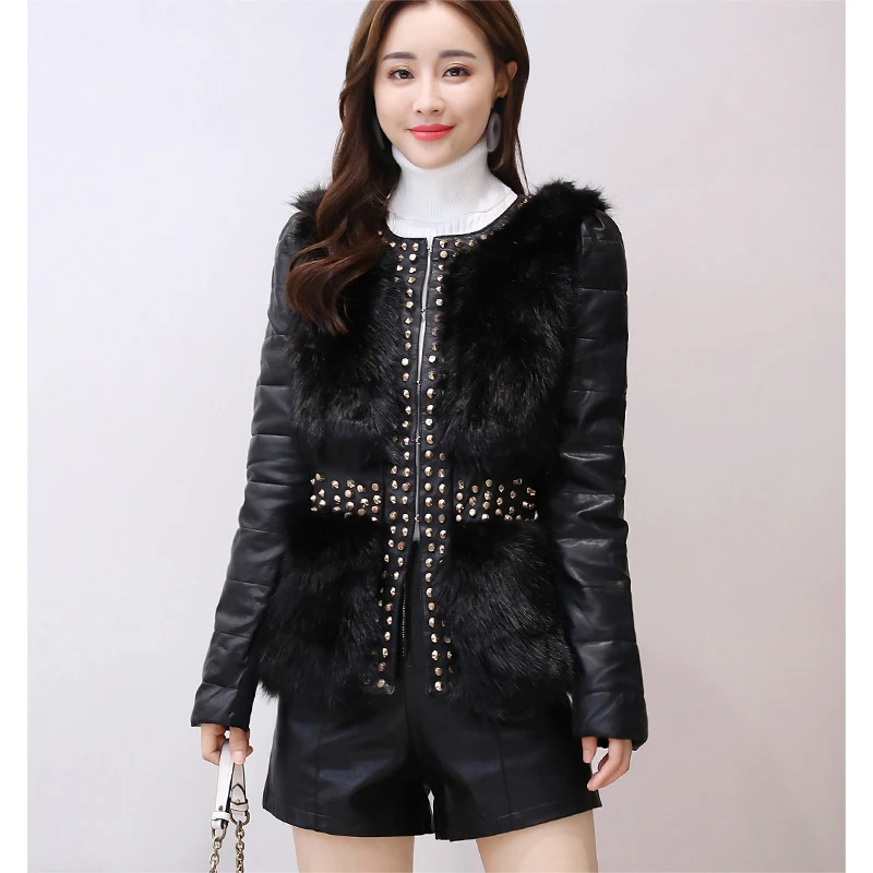 wreeim2018 Women Faux Fur PU leather Jackets and Coat