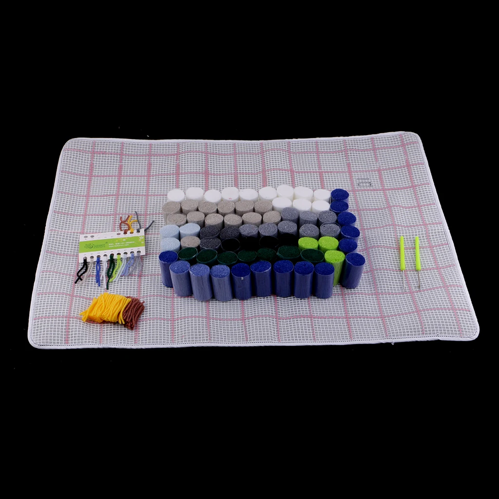 2 Set DIY Animal Latch Hook Kit Embroidery Needlework Supplies for Tapestry Carpet Rug Pillow Mat Cushion 75x57cm