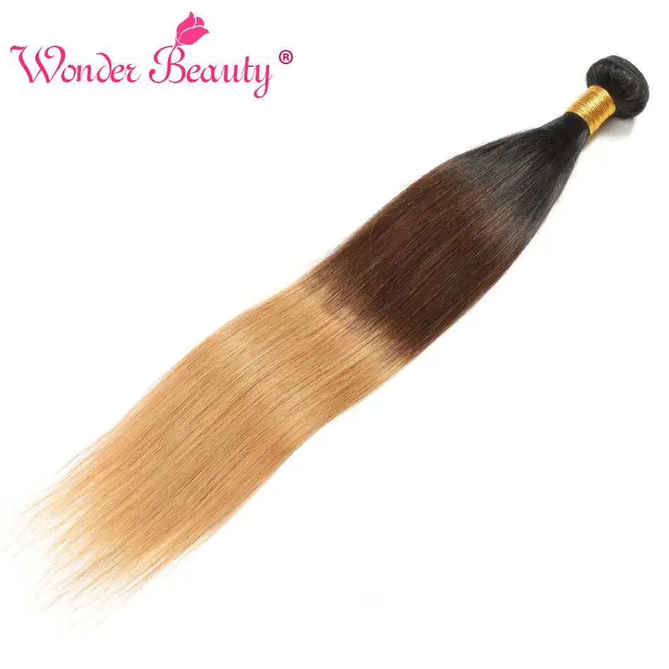 Чудо-Красота 3/4 пучка бразильские прямые волосы пучки волос с эффектом деграде(переход от человеческие волосы пучки 1b 4 27 бразильские пучки волос плетение