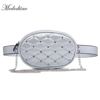 

Mododiino Fashion Diamond Waist Packs High Quality PU Leather Shoulder Bags Small Phone Women's Bags Multifunction Bags DNV0297