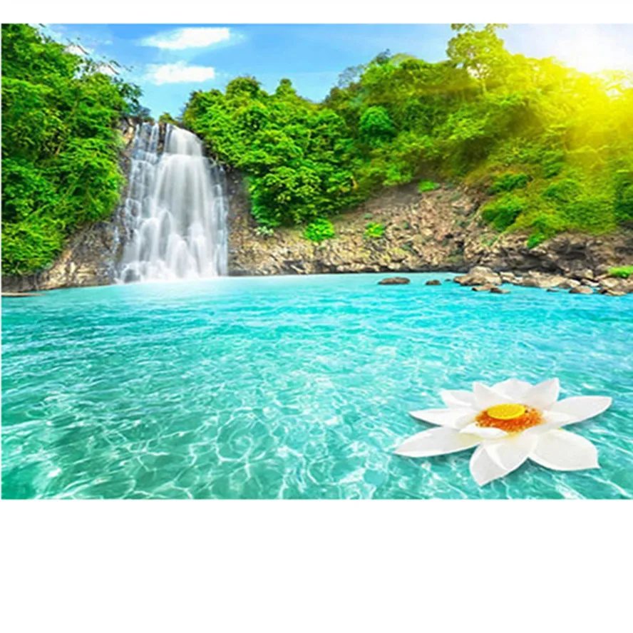 Diamond Embroidery Landscape Full Square Drill Waterfall Picture Of Rhinestone Mosaic Decoration Paint With wedding | Дом и сад