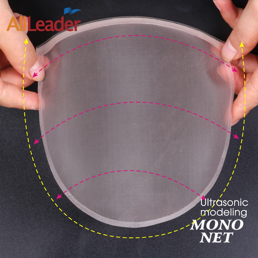 AliLeader Professional Good Quality 5*5 Swiss Lace Wig Cap Net Nude Mono Cap Net Basement Net Finished U Part Mono Cap Tools