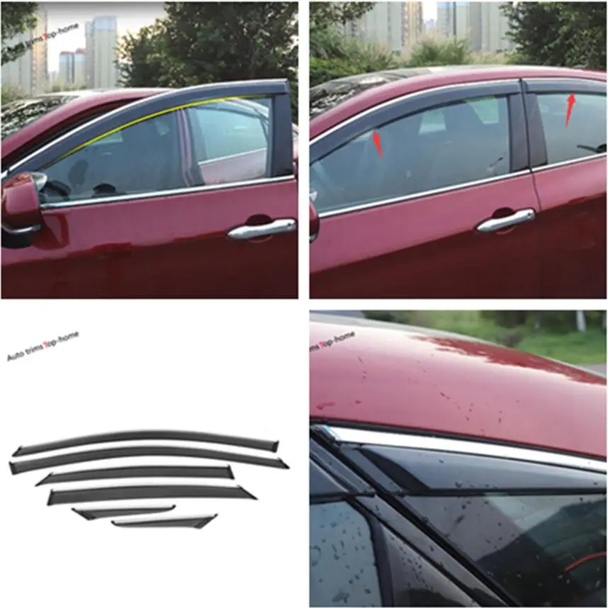 

Yimaautotrims Window Visors Awnings Wind Rain Deflector Visor Guard Vent Cover Trim 6 Piece Exterior Fit For Toyota Avalon 2019
