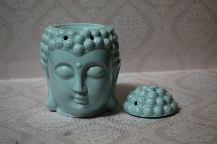 VILEAD 14,5 см керамический тайский будда голова статуэтки Ароматерапия Свеча с эфирным маслом ладан горелка креативное украшение для дома