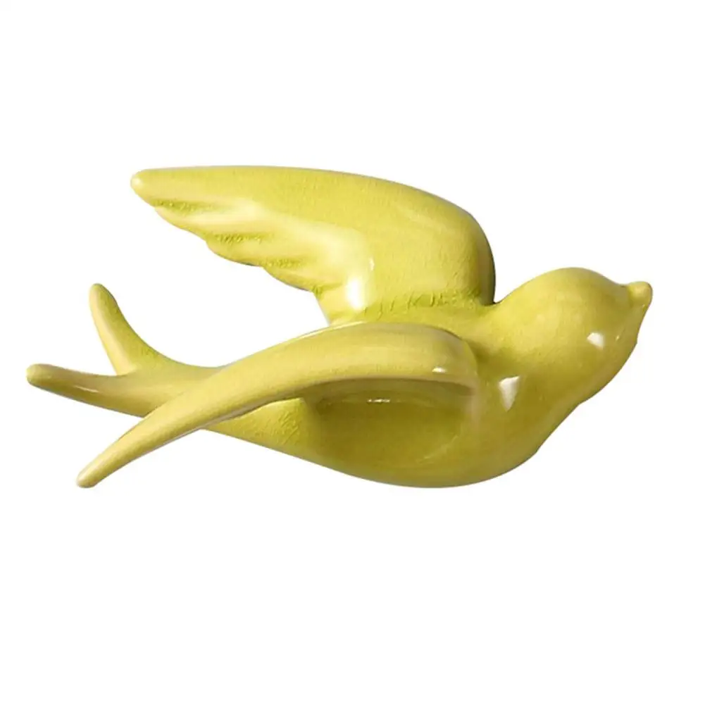 3D птицы настенные украшения дома аксессуары современный винтажный домашний Декор 6 цветов настенная скульптура Птица статуя S/L S3 - Цвет: Yellow
