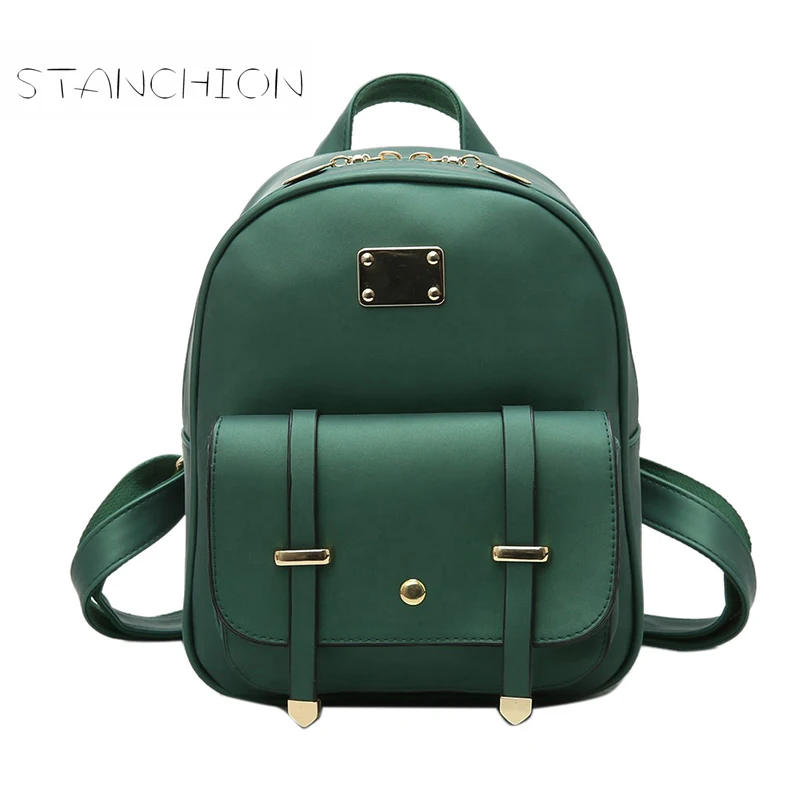 Backpack Faux Leather Women Daily Solid Zipper Fashion Vintage Multifunction Ladies Shoulder Bag Rucksack Girls School
