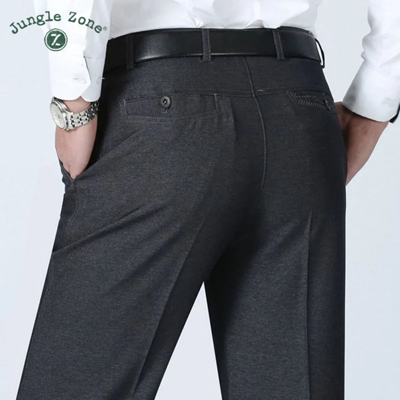 

JUNGLE ZONE Large size Men's pants Summer Business men formal suit pants wedding bridegroom trousers 30~40 gray and black color