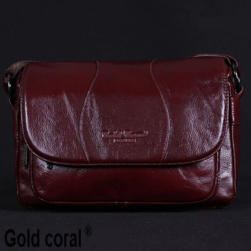 GOLD CORAL Women Handbag Genuine Leather Bags Female Messenger Bag Vintage Ladies Crossbody Shoulder Bags Sac a main 2018 New GOLD CORAL Women Handbag Genuine Leather Bags Female Messenger Bag Vintage Ladies Crossbody Shoulder Bags Sac a main 2018 New