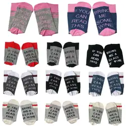 Для женщин Для мужчин унисекс забавные резиновая письма печатаются противоскользящие длинные носки экипажа пол ребристые вязаная