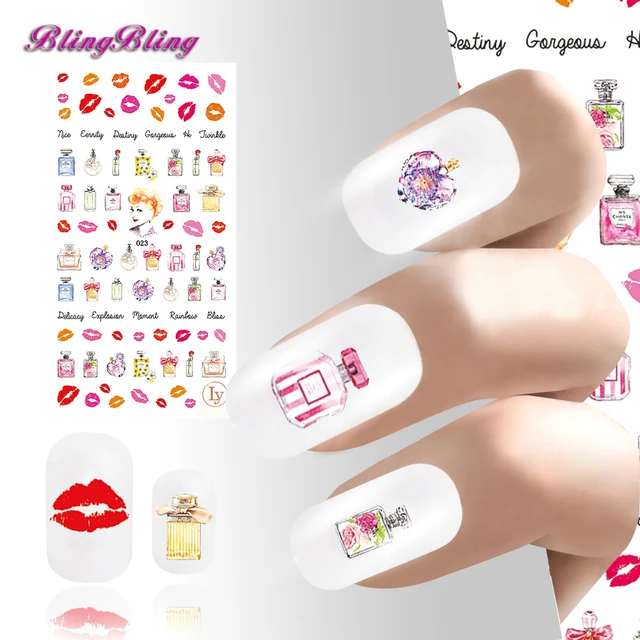 2pcs Diy Adhesive Manicure Nail Sticker Decals Kiss Love Style 2pcs Diy Adhesive Manicure Nail Sticker Decals Kiss Love Style Wraps Instant Waterproof