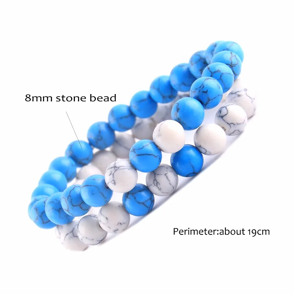 2Pcs/Set Matte Natural stone beads Couple Lovers best friend bracelet for women yoga Yin Yang Bracelets& Bangles men Jewelry