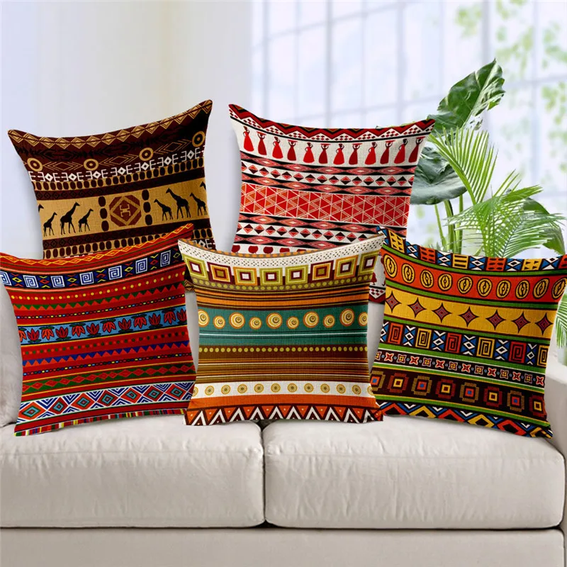 Геометрический, ацтекский наволочки для подушек, разноцветный этнический стиль, африканские женские наволочки для подушек, домашний декор, диван, сиденье из льна и хлопка, Almofada