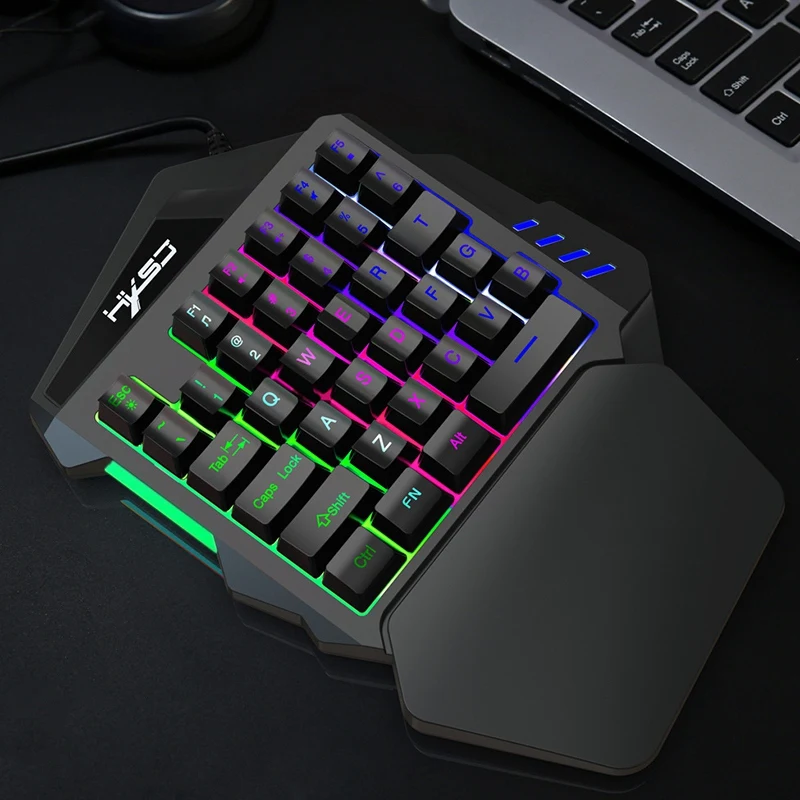 Hxsj Mini One-Hand Mechanical Keyboard Gaming Keyboard V100 35 Keys Colorful Backlit Game Keyboard For Pc Computer Android Win