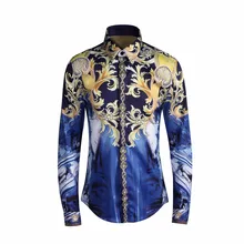 

Luxury Shirt Men Dress 2018 New Arrival Autumn quality Shirts 3D Printed Cotton Long Sleeve Clothing Slim Fit camisa masculina