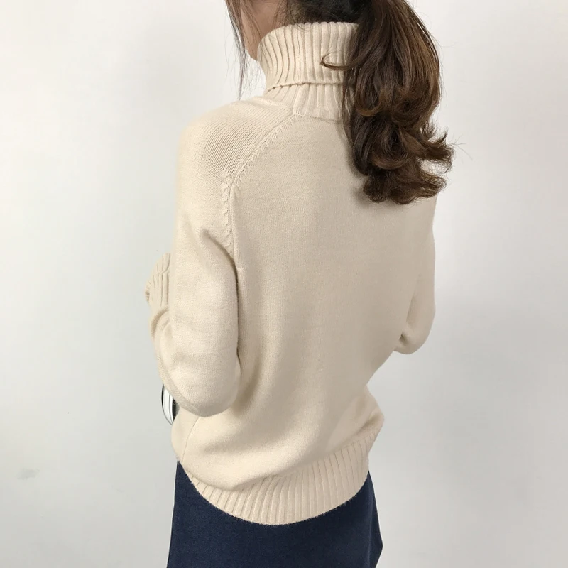 Осень зима женский свитер водолазка с длинным рукавом Тонкий пуловер Женский Теплый Эластичный свитер Pull Femme