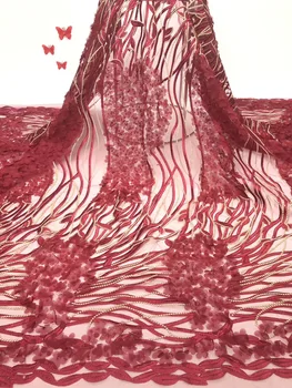 

2019 Latest French Lace Fabric High Quality Tulle African Lace Fabri For Wedding Nigerian Multicolor Tulle red Lace Material X02