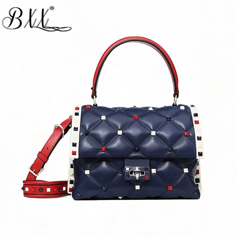 

BXX Bag / 2019 New Women Spring Fashion Wild Light Luxury Small Square Bags Rivet Shoulder Messenger Bags Handbags ZC383
