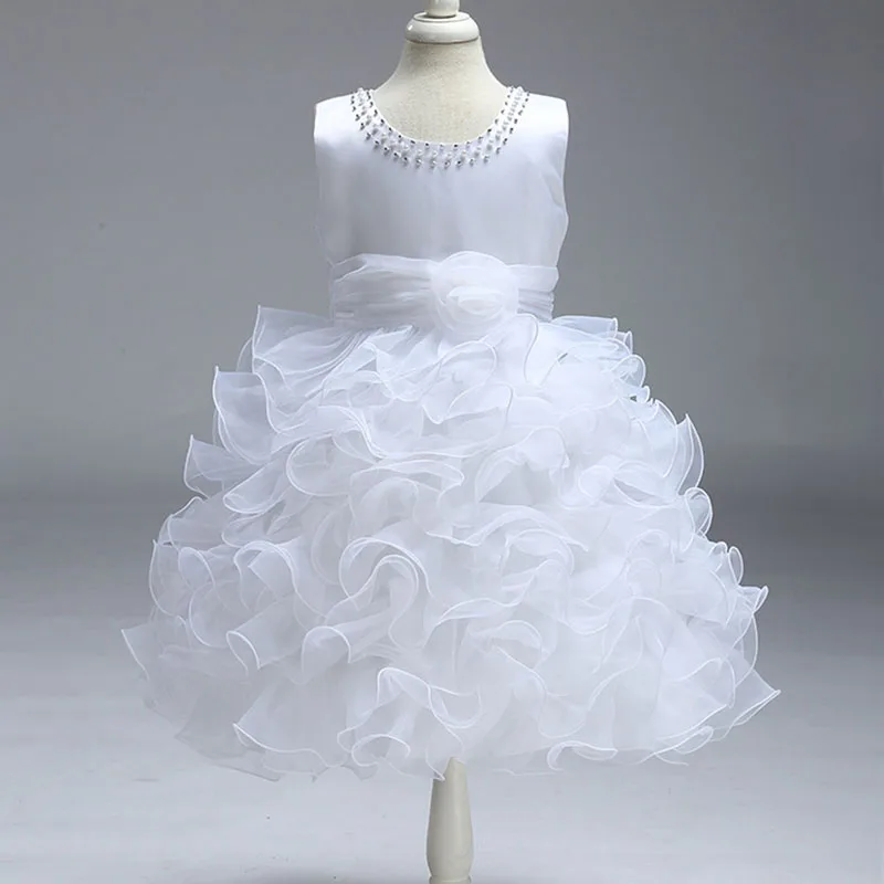 Вечерние платья для девочек в европейском стиле; Детские платья для девочек на свадьбу; vestido de festa; платье для девочек; платье принцессы без рукавов - Цвет: White