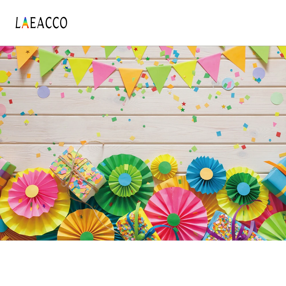 Laeacco Wooden Plank Handmade Paper Flowers Children Photography Backgrounds Customized Photographic Backdrops For Photo Studio