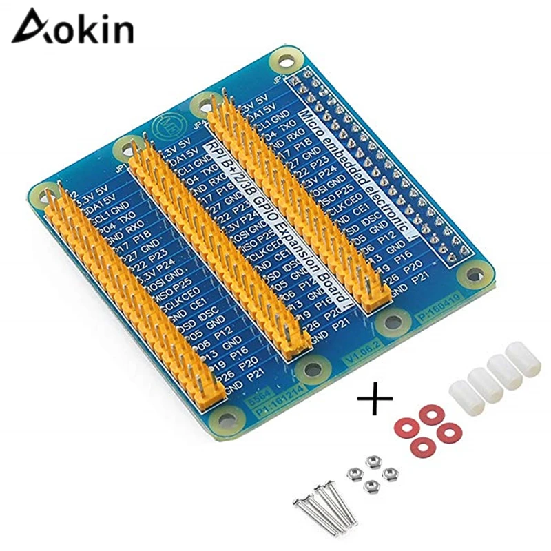 Aokin для Raspberry Pi GPIO Плата расширения один ряд трех рядов 3 2 Модель B + | Компьютеры и