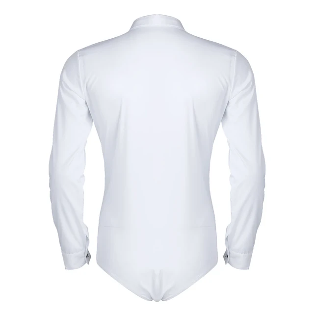 Mens Zipper Latin Shirt with Bowtie One piece Romper Shirt Ballroom Dance Dresses Wear for Men Long Sleeved Bodysuit Shirts -