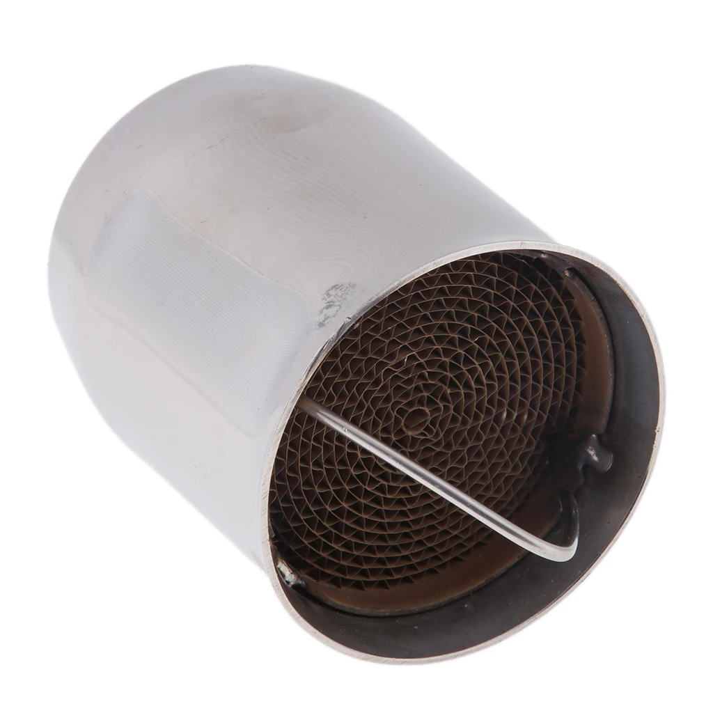 60mm Stainless Steel Silver Removable Motorcycle Exhaust Pipe Silencer