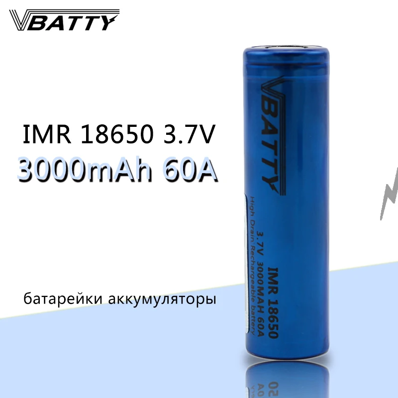 Бесплатная доставка Vbatty IMR18650 60A 3000 мАч для фонарика 18650 Держатель коробка мод дым