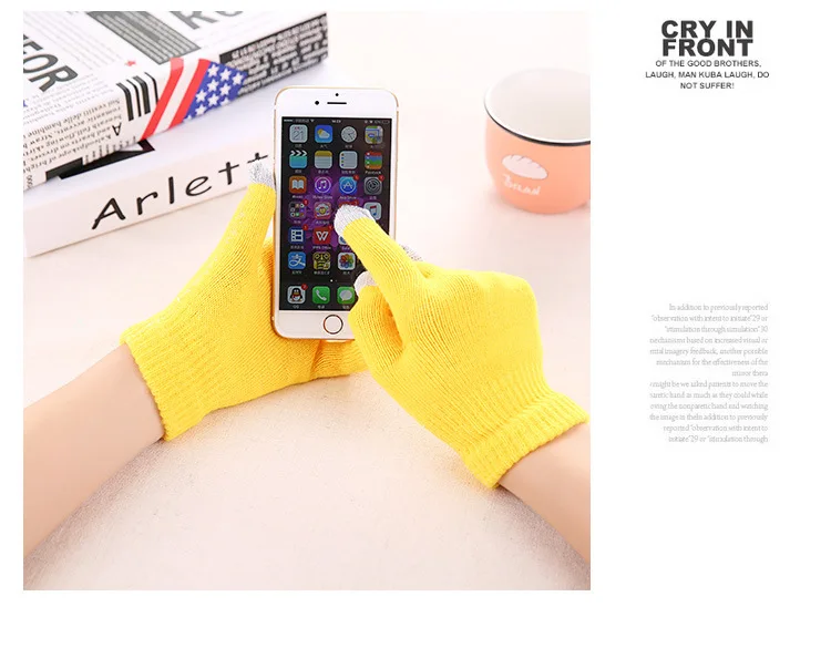 Новый волшебный сенсорный экран перчатки Смартфон текстовые стрейч взрослых один размер зимние теплые трикотажные Лидер продаж