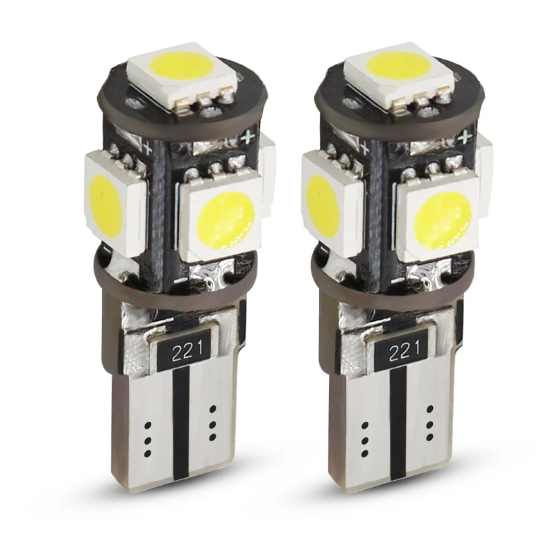 

2pcs LED W5W T10 canbus 5050 5 smd led T10 194 168 5smd T10 led canbus 5050 error free white light lamp bulb