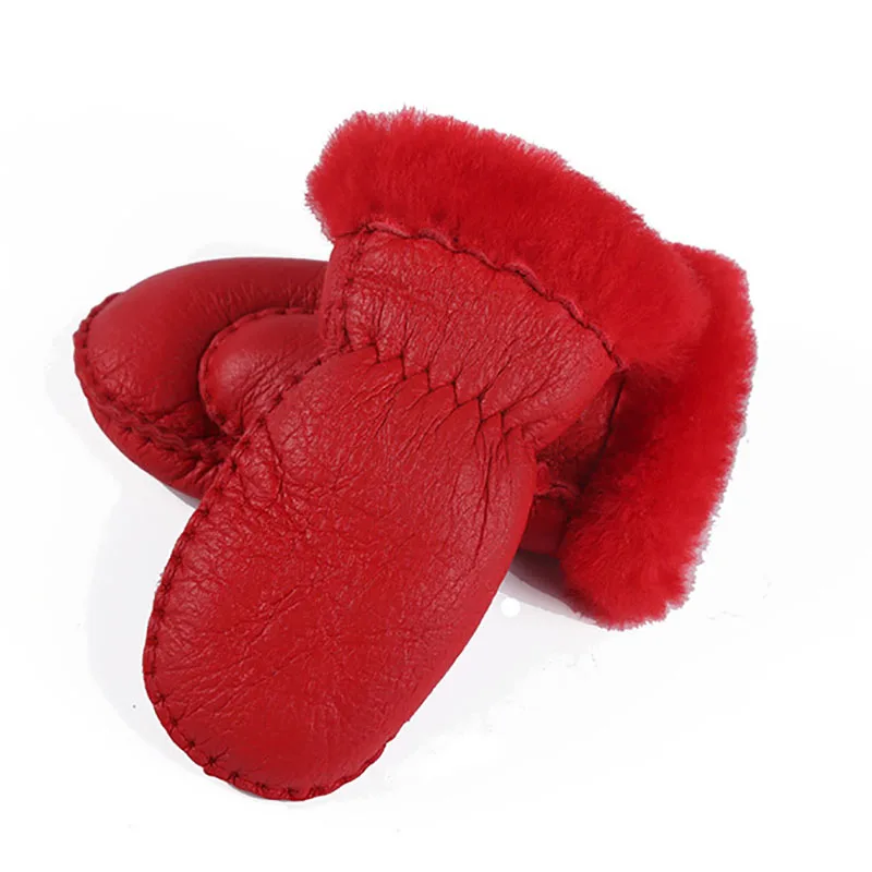 Buy Kids Manual Warm Mittens Genuine Leather Gloves