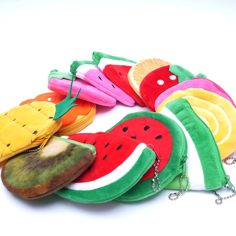 Kawaii Fruits Plush Coin Purse Children Zip Small Change Purse Wallet