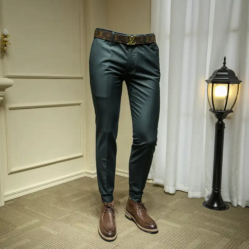 green suit trousers