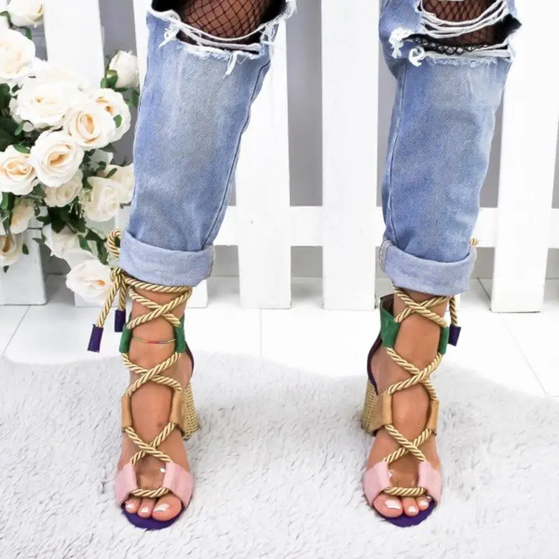 Women shoes sandals women 2019 new platform wedges shoes woman high heels hollow lace-up sandals female zapatos de mujer (25)