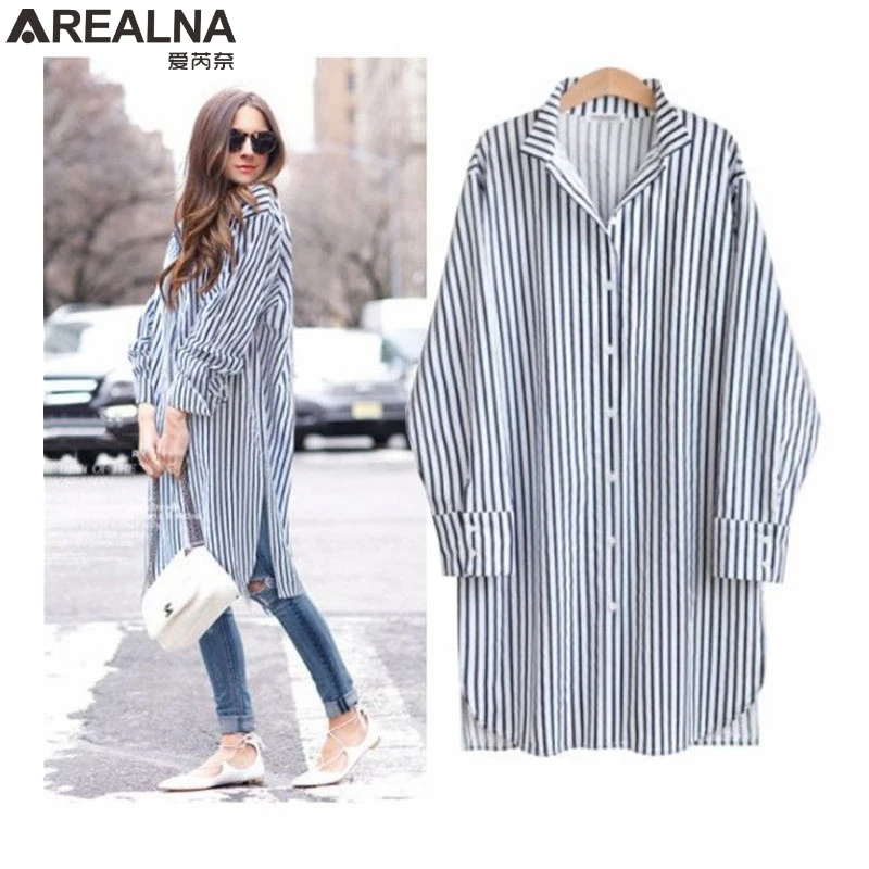 2019 spring Casual Long Sleeve blusas Plus Size Long Striped Shirt Women Tops kimono cardigan Oversized tunic Women Blouses 5XL