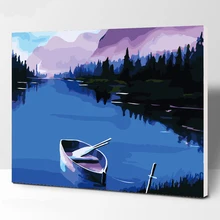 Водяной пейзаж DIY картина по номерам ручная роспись маслом гостиная домашнее произведение искусства, Декор настенный 40*50