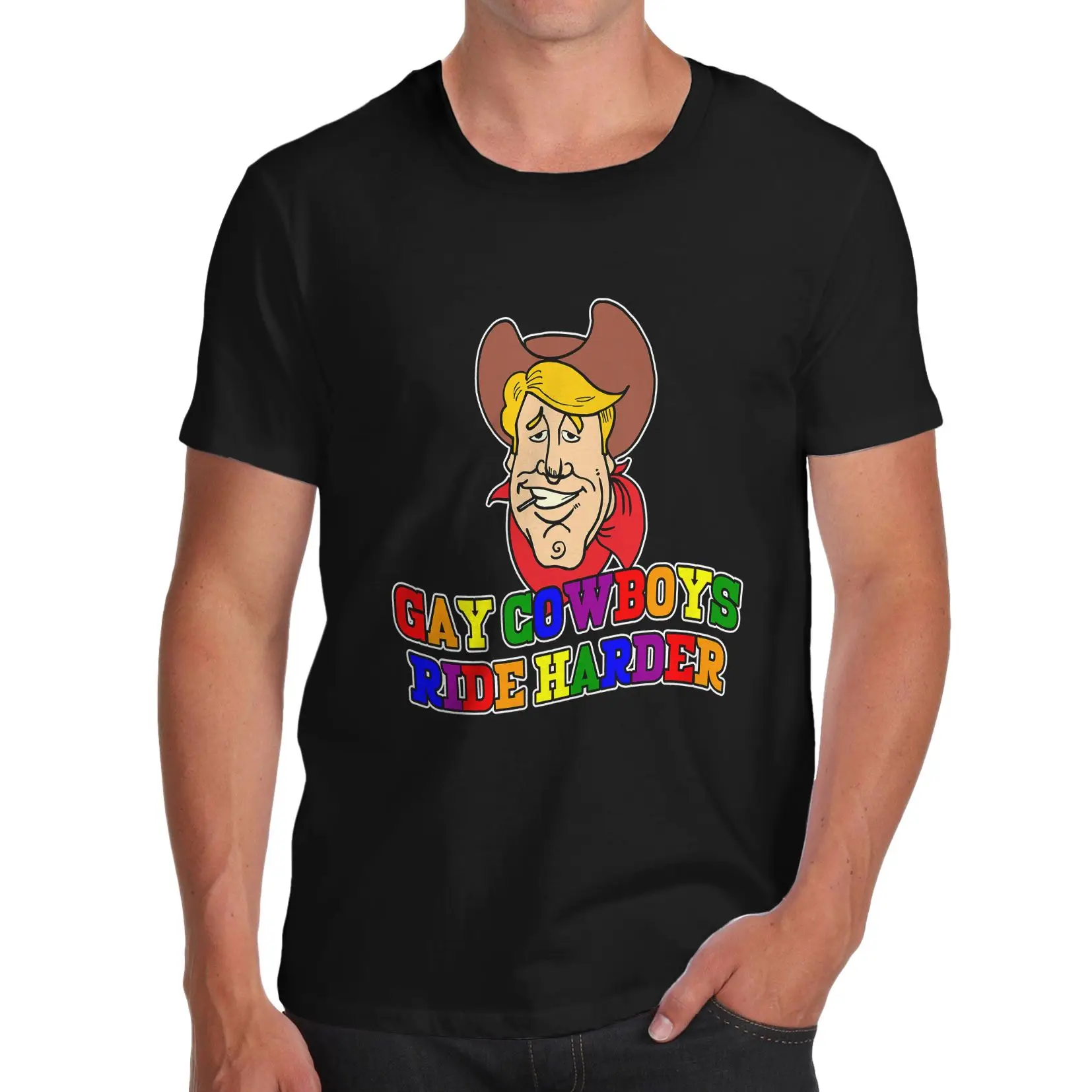 MakeYourOwnShirtNoveltyMenONeckFunnyGayCowboysJokeWhite